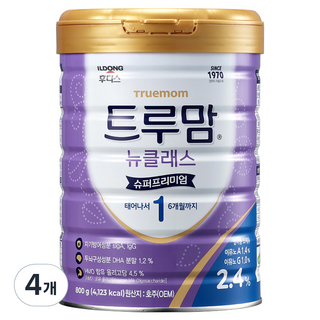트루맘 뉴클래스 슈퍼프리미엄 분유 1단계, 800g, 4개