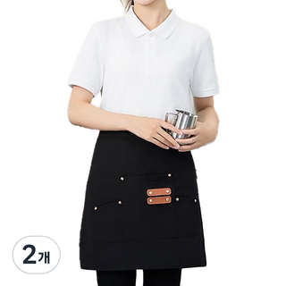 아이엠판다 생활 방수 하프 랩 허리 앞치마, 블랙, 2개