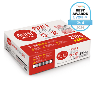 햇반 백미밥, 210g, 24개