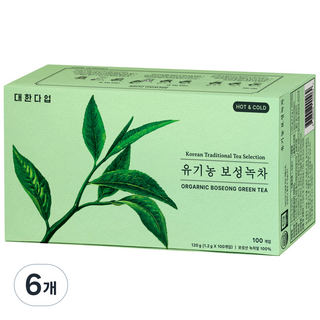 대한다업 유기농 보성녹차, 1.2g, 6개, 100개입