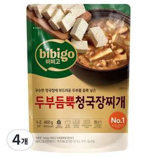 비비고 두부듬뿍 청국장찌개, 460g, 4개