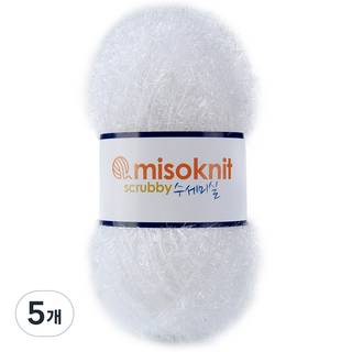 미소털실 펄 수세미실 80g, 10화이트, 5개