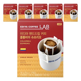 이디야커피연구소 핸드드립 콜롬비아 슈프리모 드립커피, 8g, 7개입, 6개