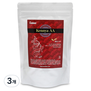 코맥 케냐 AA 원두커피 C4, 200g, 3개, 홀빈(분쇄안함)