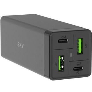 스카이 필 65W PD PPS USB C타입 4포트 고속 멀티 충전기 어댑터 + 1.5m AC 전원 케이블 (블랙) 급속충전기 스카이 필 65W PD PPS USB C타입 4포트 고속 멀티 충전기 어댑터 + 1.5m AC 전원 케이블 (블랙) 급속충전기