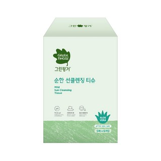 GREEN FINGER 綠手指 溫和保濕卸妝濕巾5片6包, 溫和卸妝, 保濕, 蘆薈精華, 弱酸性, 無酒精, 5片, 6包