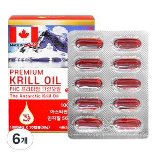 FHC 프리미엄 크릴오일 30g, 30정, 6개