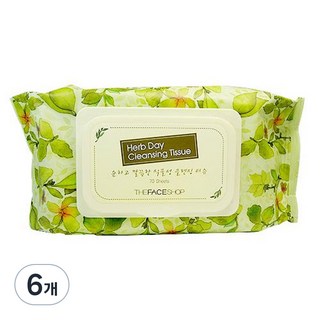 더페이스샵 허브데이 클렌징 티슈, 70매입, 6개 더페이스샵 허브데이 클렌징 티슈, 70매입, 6개