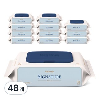 베베숲 시그니처 블루 유아물티슈 캡형, 75g, 32매, 48개