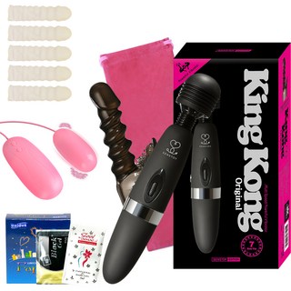 센스토이 페어리 킹콩 딜도 블랙 + 애그진동기 랜덤 발송 + 콘돔 3p + 핑거가드 5p + 팩젤 + 세정제 + 전용 파우치, 혼합색상, 1세트 대표 이미지 - 야외 진동기 추천