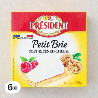 프레지덩 브리 쁘띠 치즈, 125g, 1개입, 6개