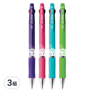 爪哇筆 Jet 3 Ball 0.5mm 多色原子筆, 紫色、粉色、薄荷色、黃綠色, 3組