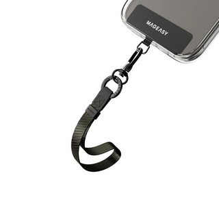 MAGEASY UTILITY WRIST STRAP 手腕掛繩 + 掛繩片組, 可調節式設計, 尼龍+鋅合金+聚碳酸酯+皮革, 岩灰色, 1組