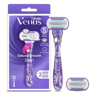 Venus 스월 여성용 면도기 + 면도날 2p, 1개