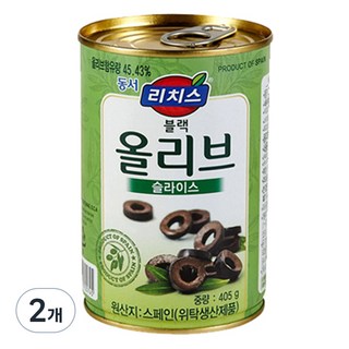 동서 리치스 슬라이스 블랙 올리브, 405g, 2개