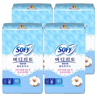 바디피트 천연코튼 팬티라이너 무향, 롱, 40개입, 4개