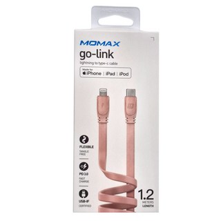 MOMAX Link MFI-C傳輸線, 1.2米, 雙重認證 MFI+USB-IF, PD3.0 快充, 適用於 iPhone/iPad/iPod, 1.2m, 粉色, 1條