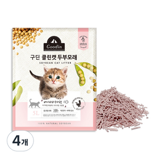 구딘 클린캣 고양이 두부모래 1.5mm, 5L, 4개, 베이비파우더향