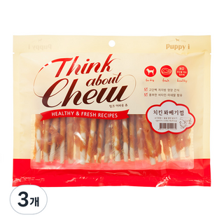 퍼피아이 강아지 띵크 어바웃 츄 꽈베기껌, 치킨, 240g, 3개