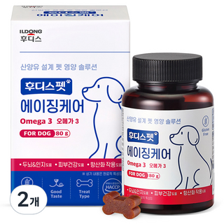 후디스펫 강아지 영양제, 오메가3, 2개, 80g