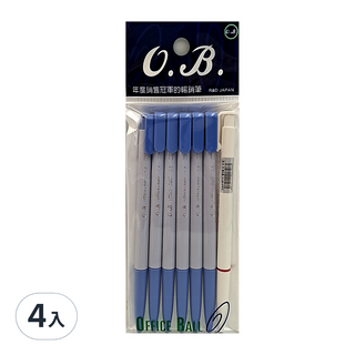 O.B 自動原子筆#1005-6P,6入附贈品,書寫流暢,色彩鮮明, 4入
