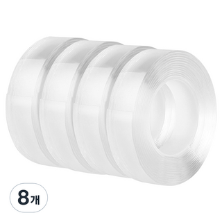 코멧 더 길어진 실리콘 양면 테이프 3cm x 5m, 투명, 8개