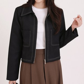 퀸이즈 여성용 스티치 디테일 포켓 포인트 트위드 자켓