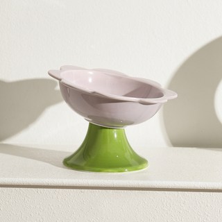 파스텔펫 반려동물 플라워 세라믹 경사식기, 퍼플, 1개