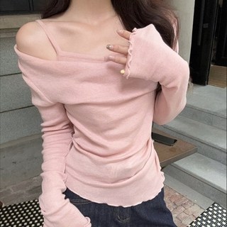 아이엠몽 여성용 마로아 오프숄더 페이크 레이어드 티셔츠
