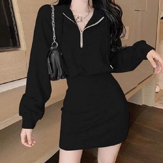 구디프 허리 잘록 H라인 슬림 원피스
