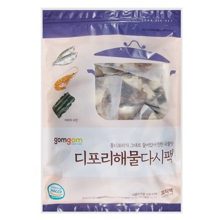 gomgom 沙丁魚海鮮昆布高湯包, 30袋入, 青花魚、昆布、蝦成分, 天然美味, 540g, 1袋