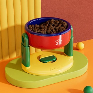 PASTEL PET 寵物彩色可調節高度餐具, 紅色, 1個