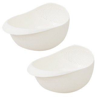 THE ZAKKA 洗米瀝水籃 2入組 小號 23x17.5x12.5 公分 象牙白色 PP塑料, 小號 23 x 17.5 x 12.5cm, 2個