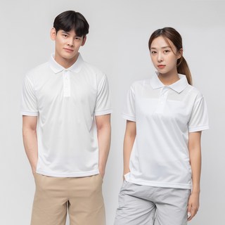 CARET 男女適穿涼感短袖polo衫, 100%聚酯纖維網眼面料, 輕盈柔軟, 白色, M