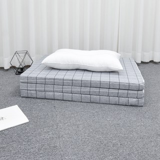 Magic Bed 格紋3段折疊海棉床墊, 格紋灰色, 5 厘米