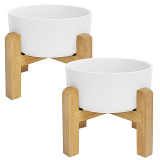 모나지오 반려동물 우드트레이 도자기 식기 소, 화이트, 화이트, 1개