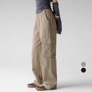 Cottoncloset女款後鬆緊寬鬆工裝褲
