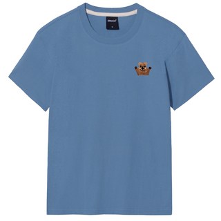 Okstar 短尾矮袋鼠刺繡短袖T恤 1TS022, 深藍