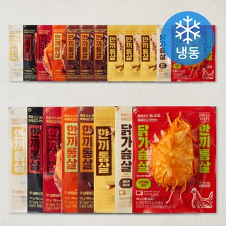 한끼통살 닭가슴살 데리야끼 4p + 갈릭 2p + 떡볶이 2p + 허니소이 4p + 핵불닭 x2p + 핫양념김치 2p + 화이트머쉬룸 2p + 스리치마요 2p 세트 (냉동), 100g, 1개입, 20개