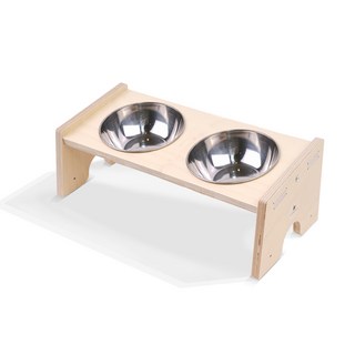가또블랑코 반려동물 경사 식탁 2구 그릇미포함, 1개, 나무색