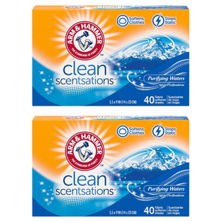ARM&HAMMER 柔軟香衣紙, 40片, 柔軟衣物, 防靜電, 40張, 2盒