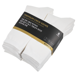 BASE ALPHA ESSENTIALS 女款高筒質感素色襪 - 8雙入, 230~250mm, 象牙色