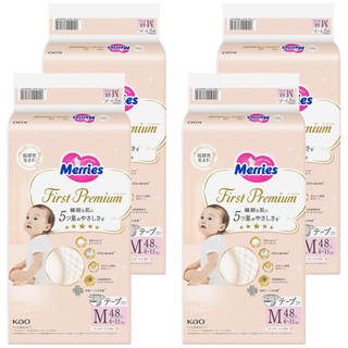 Merries 妙而舒 頂柔舒護 黏貼型 紙尿褲 台灣公司貨, M, 192片