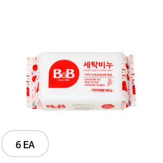 비앤비 유아의류용 세탁비누 카모마일, 200g, 6개