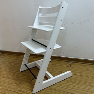 유아하이체어 베이비체어 어린이식탁의자 원목 이유식 트립트랩, 흰색