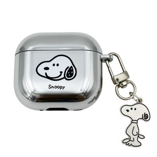 [실버 메탈 스누피 미러 에어팟케이스 키링 세트 이미지]