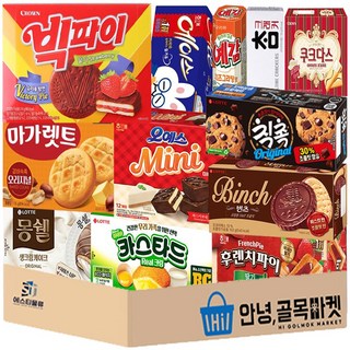 [안녕골목마켓] 곽과자 12종 세트 ( 빅파이 오예스 미니 마가렛트 몽쉘 생크림 카스타드 빈츠 칙촉 에이스 예감치즈 참크래커 쿠크다스 후렌치파이 ), 1개