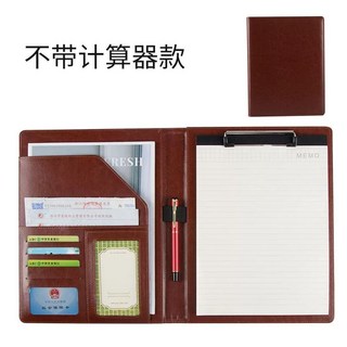 가죽 계산기 서류 계약서 폴더 다이어리 지퍼형 문서 파일형, K. 브라운 비 계산기 없음 스티커 노트 북