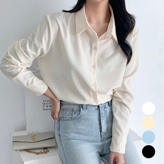 미와이 여성 셔츠 블라우스 구김없는 긴팔