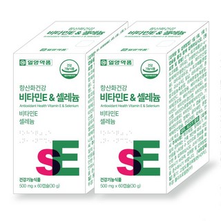 일양약품 항산화건강 비타민 E & 셀레늄 영양제 셀렌 토코페롤 e 활성산소제거, 2개, 60정
